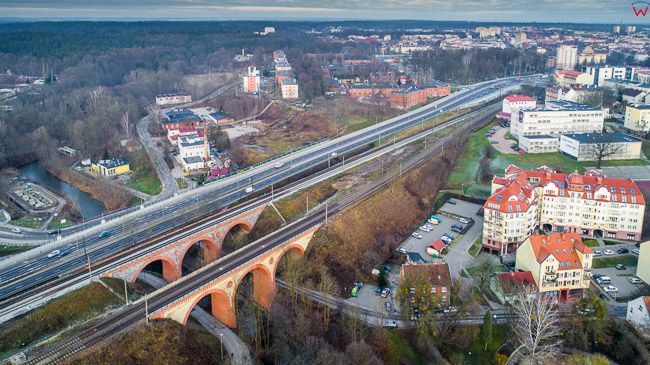 Olsztyn, wiadukt kolejowy przy ul. Artyleryjskiej. EU, PL, warm-maz. Lotnicze